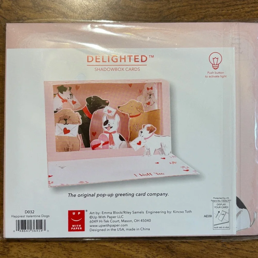 Delighted Shadowbox‎ Valentine's Day Greeting Card Dogs Light Up I Wuff You